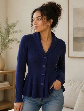 NWT!! Belle Poque | Button-Front Cardigan Sweater in Deep Blue/Purple, Size S